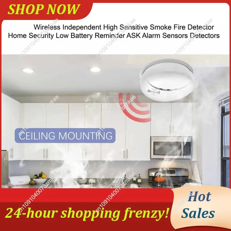 Täglichen Verkauf 433 Mhz Drahtlose Feuer Alarme Rauchmelder Für Tuya WIFI GSM Home Security Alarm Systeme