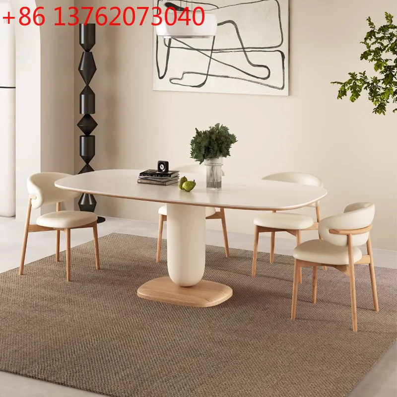 

Slate household small apartment cream wind table Nordic rectangular dining table and chair combination