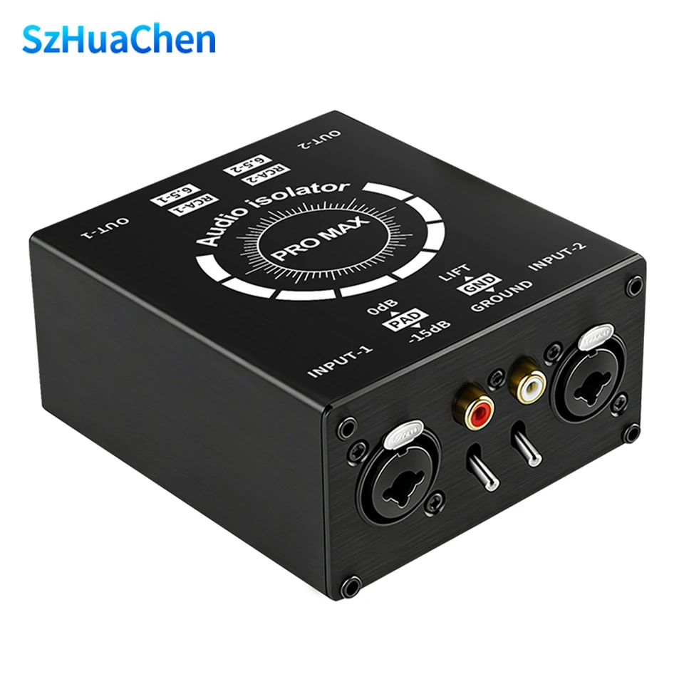 

XLR 6.35 HiFi Stereo Version Audio Isolation Box Ground Loop Isolator/Noise Filter/Hum Eliminator for Audio System Eliminate Hum