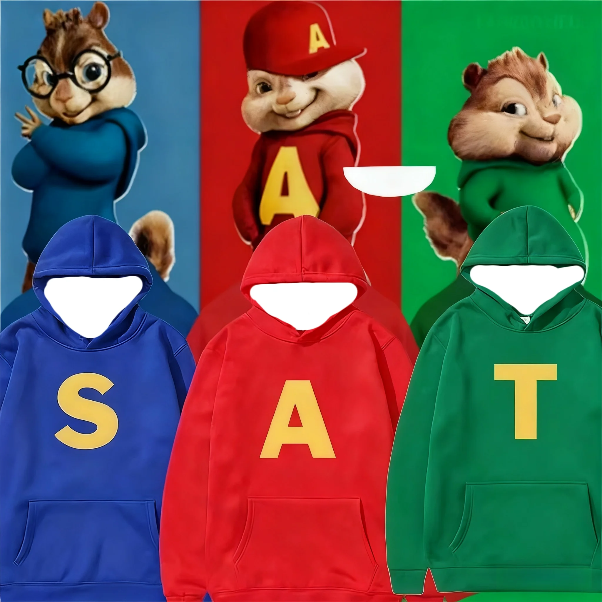 

Hot Selling Alvin and Chipmunk Cartoon Autumn and Winter Hoodies Street Oversized Women's and Men's Children's Hoodies