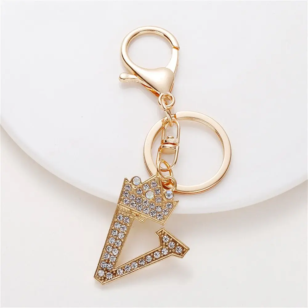 Decoration Rhinestone Bag Ornaments Letter Crown Key Chain 26 Alphabet Key Ring 26 Letter Keychain English Alphabet Keyring