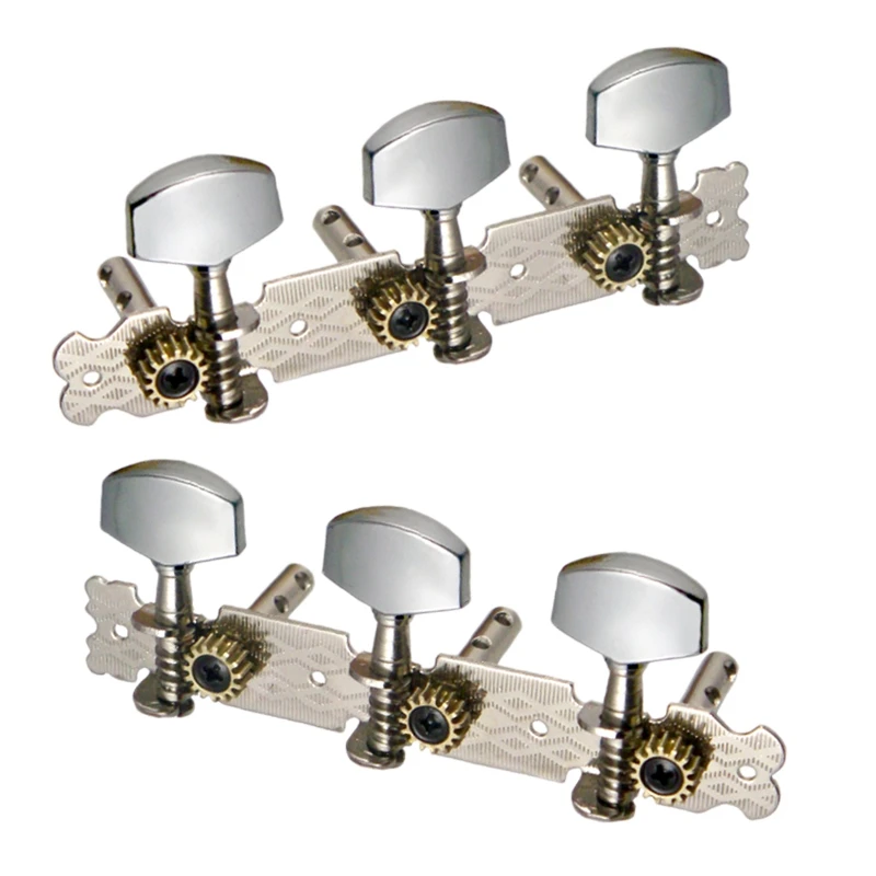 Classical Guitar String Tuners Keys Triptych Machine Heads Tuning Pegs 1 Left 2 Right with Mount Screws Silver