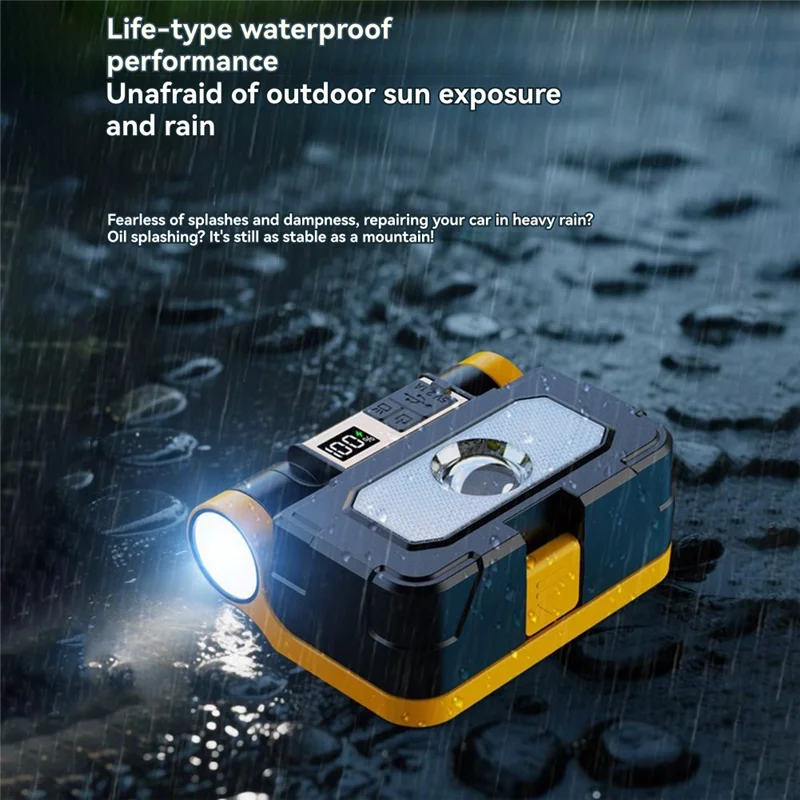 ABKO-Solar Power LED Flashlights Multifunctional Portable Light Rechargeable Camping Work Light Built In Hardware Tool Box