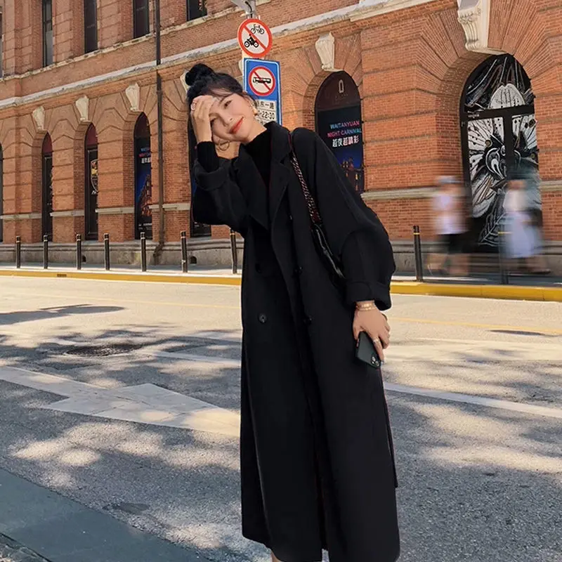 

Fall/Winter 2024 New Korean Fashion Women's Woolen Coat Temperament Long-section High-grade Over-the-knee Woolen Thick Coat