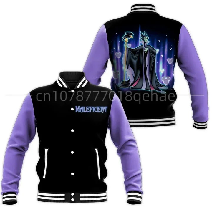 

New Maleficent Baseball Jacket Disney Maleficent Casual Baseball Jacket Oversize Street Men's and Women's Jackets