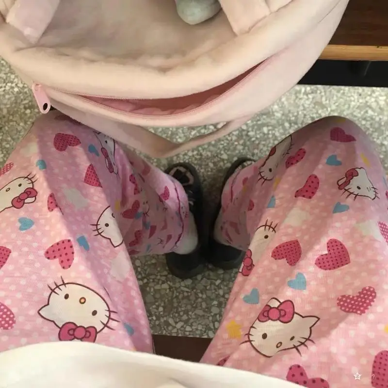 Kawaii Hello Kitty Pajamas Pants Sanrio Print Anime Cartoon Pochacco Pajamas Thin Spring Autumn Melody Cute Girl Home Clothes