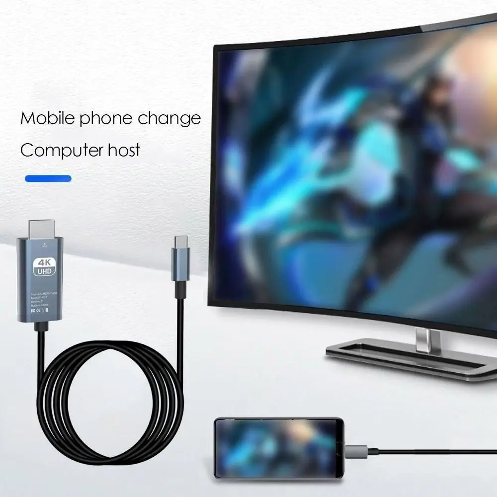 Accessories 1080p Type-C to HDMI 4K@30hz USB 3.1 4K HD Cable Projection Screen Plug and Play Video Cord