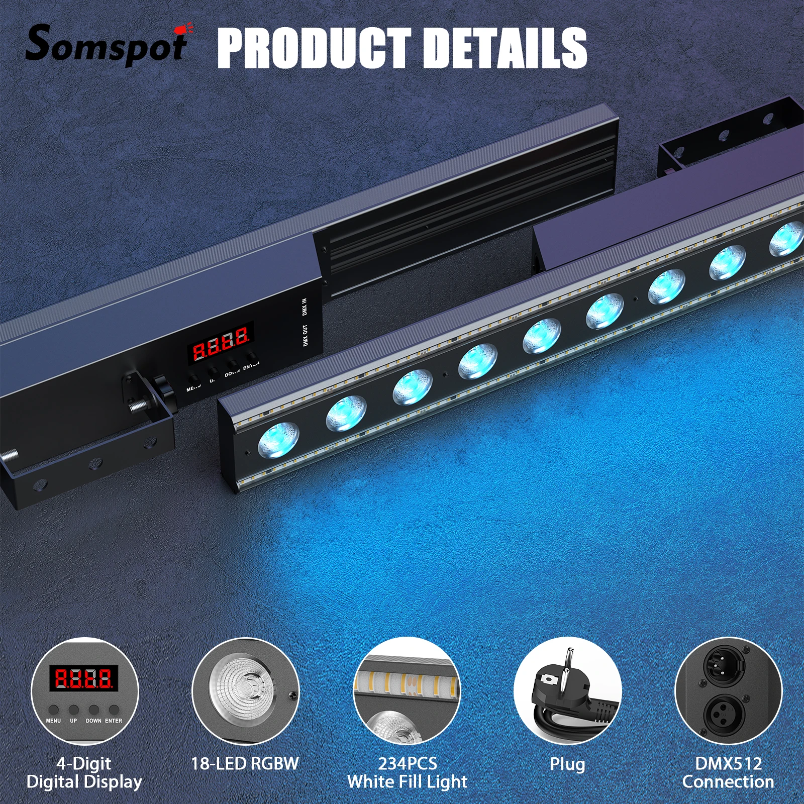 Somspot 1/2 قطعة الجدار غسالة ضوء 120 واط RGBW LED تأثير أضواء تشغيل أضواء للمرحلة حفلة موسيقية مسرح عرض حي بار نادي