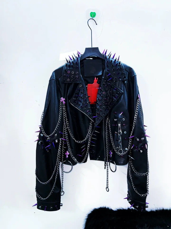 Gothic Leather jacket Punk Leather jacket y2k Leather jacket