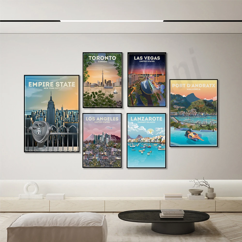 St. Tropez, Frankreich, Rom, Lanzarote, Ibiza, Valletta Malta, New York, Los Angeles, Toronto Reiseposter