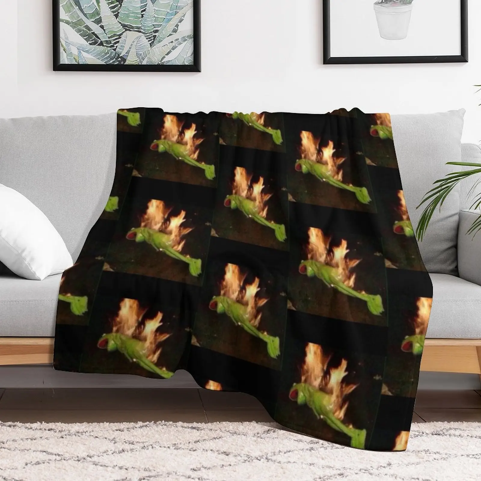 

Kermit on Fire Throw Blanket Luxury Travel Tourist Blankets