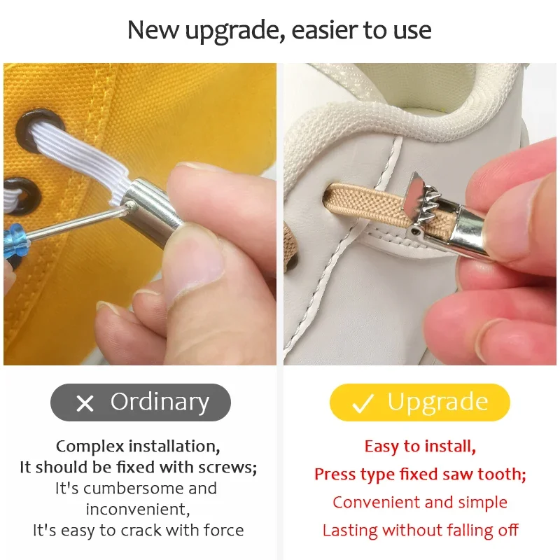 Tali sepatu tanpa dasi kunci logam magnetik anak dewasa keselamatan cepat elastis tali sepatu santai luar ruangan tali malas 1 pasang