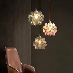 Lámpara de mesita de noche japonesa para dormitorio nórdico, astringentes candelabro de pétalos, luz de cobre, candelabro Simple posmoderno para Bar y porche