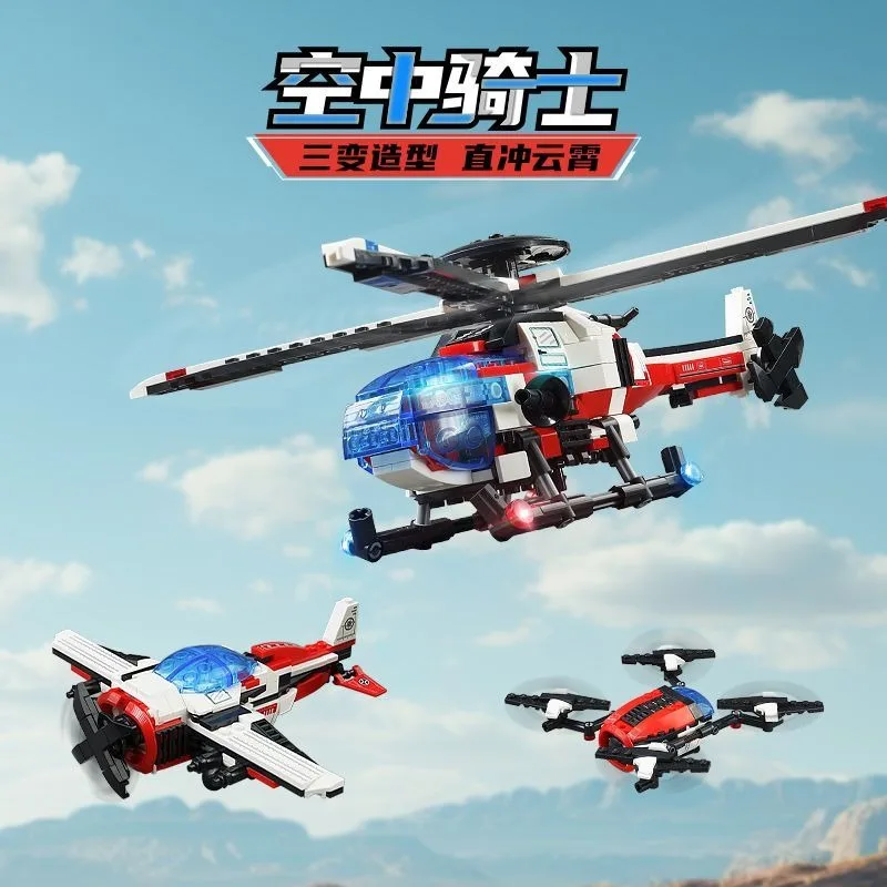 

Keeppley Building Blocks Air Knight Three - Transform Helicopter Puzzle Toy Educational Toy Gift for Boys