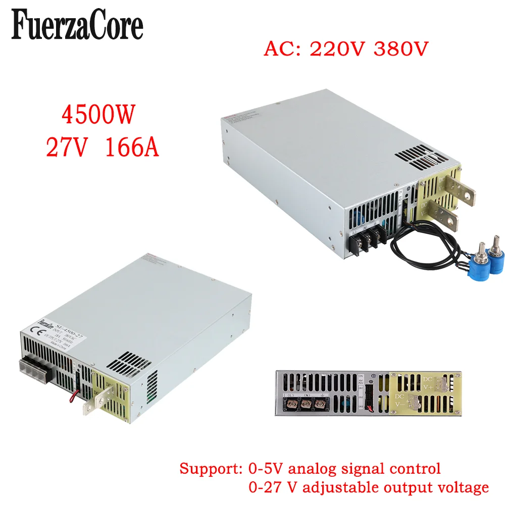 

27V power supply 4500W Adjustable SMPS 0-27V Adjustable output 0-5V Analog Signal PLC Control PWM 27VDC Solar LED Motor Battery