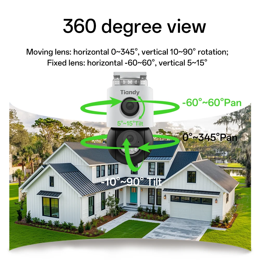 Tiandy 4MP Wireless IP Camera Outdoor AI Human Vehicle Detection Full Color Night Vision Two-way Talk Cloud Storage IP66
