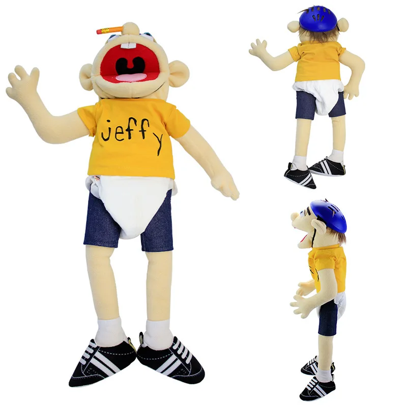 Jeff Hand Puppet Open Mouth Funny Boy Doll Parent-child Interactive Early Education Cartoon Plush Toy Children's Birthday Gift