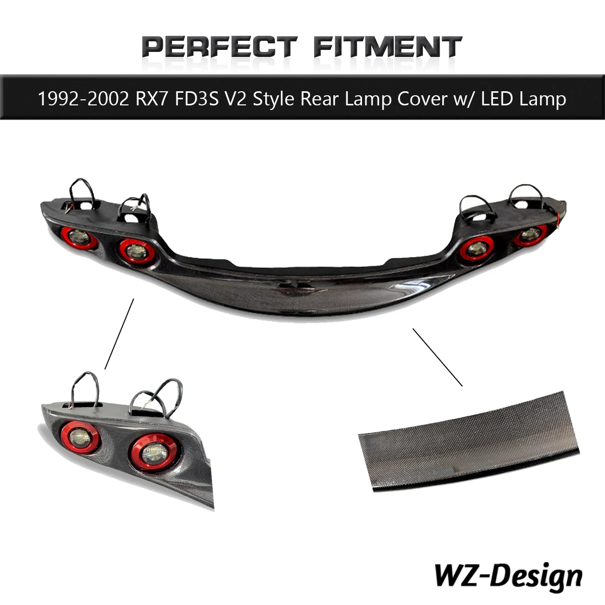 

Крышка заднего фонаря в стиле FD3S V2 для Mazda RX-7 FD3S 1992-2002 с LED-подсветкой, модифицированный корпус гоночного заднего фонаря