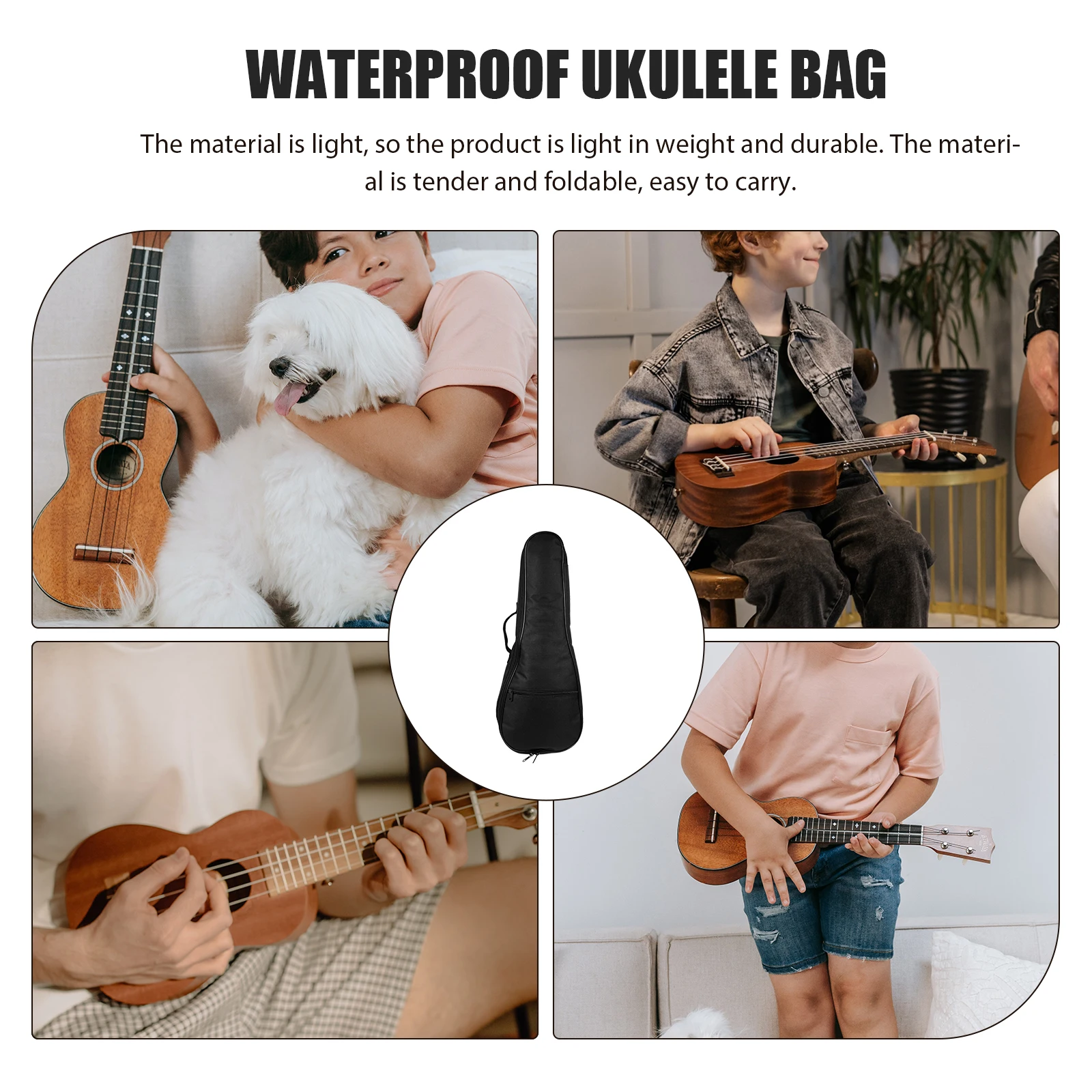Tas Ukulele Portabel 21 Inci Kain Oxford Tahan Air Tas Penyimpanan Pembawa Perjalanan Luar Ruangan Tas Ukulele Tahan Air
