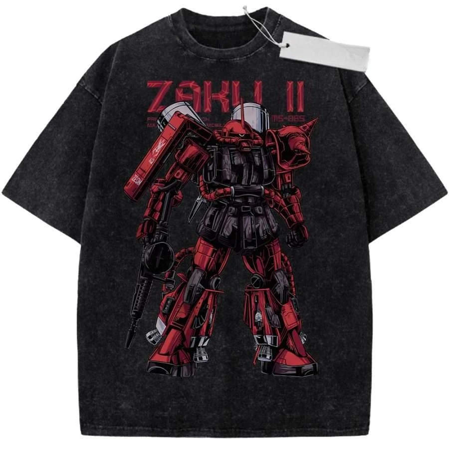 Herren Damen Kurzarm T-Shirt Sport-T-Shirt Mehrfarbig Reine Baumwolle Gewaschen Retro Mobile Suit Gundam Zaku II Anime-Druck