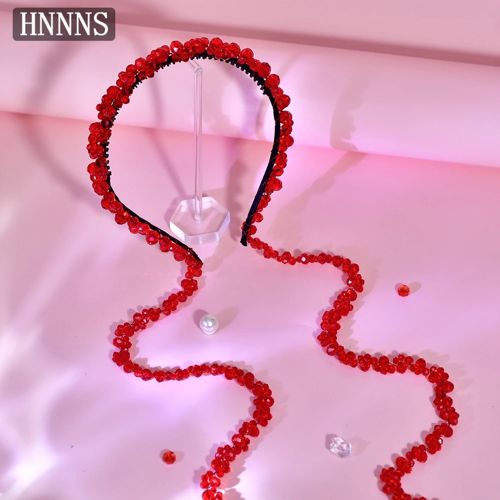 

HNNNS Elegant Crystal Tassel Women's Hair Bands Vintage Red Bridal Wedding Headdress Fashion Party Dress Up Accessories A292