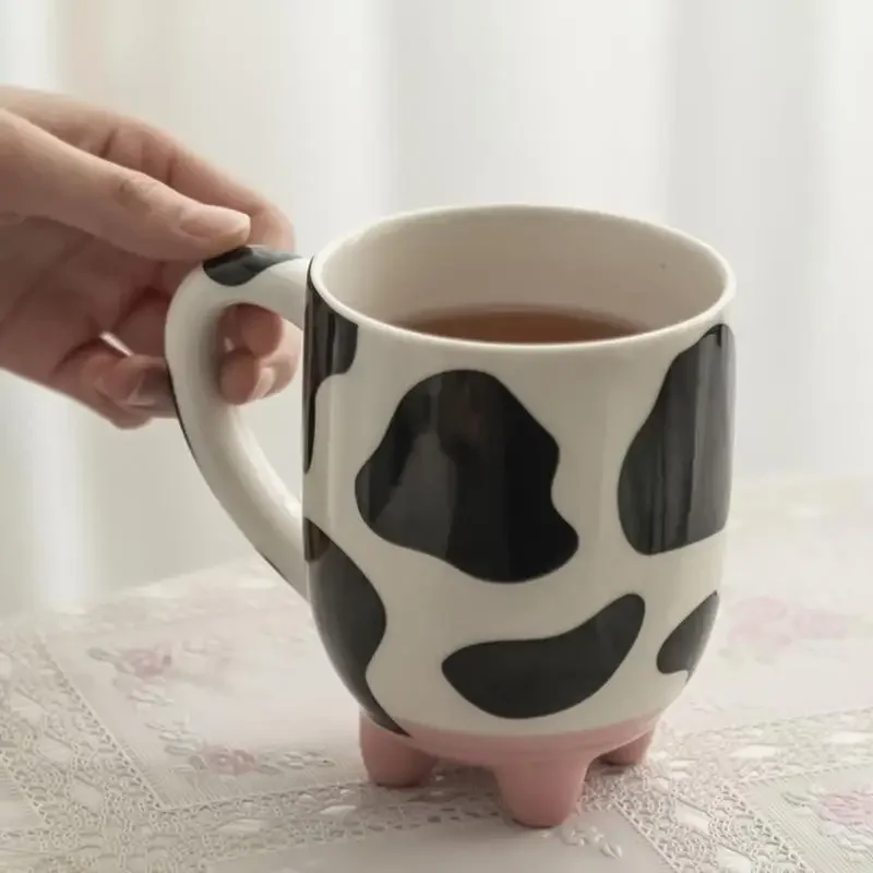 

Cartoon Cow Ceramic Mug Baking Dessert Cute Coffee Cup Creative Milk Mugs Funny Cow Print Coffee Mug 3D Animal Inside Mug