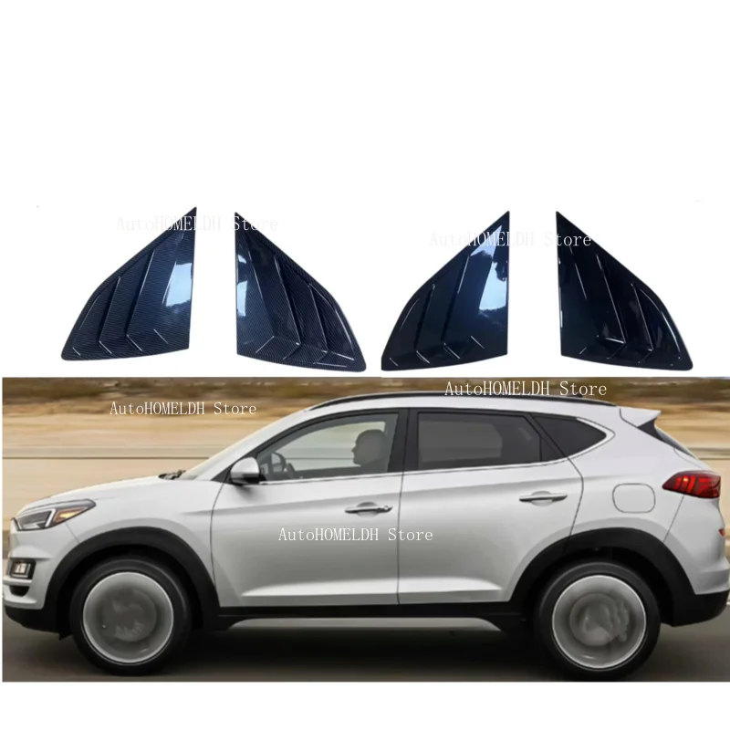 Fit For Hyundai Tucson 2016 -2020 Car Rear Window Vent Shutter LouverCover Trim Black Carbon Fiber Black