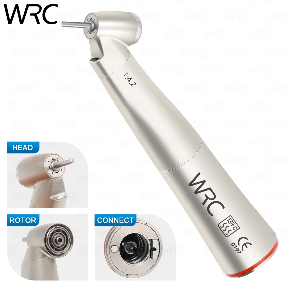 

Dental 1:4.2 led Fiber Otptic Handpiece Increasing slow speed Contra Angle For electric Motor with Odontologia Turbine