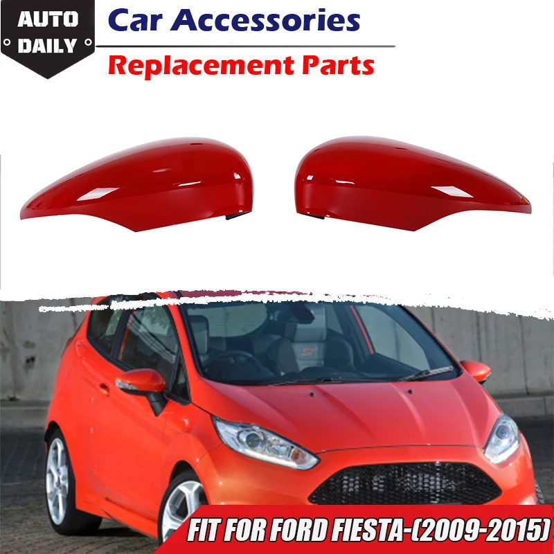 

1Pair Red Rearview Mirror Cover Caps Side Wing Mirror Housing Shell Car Modified Accessories Fit For Ford Fiesta MK7 2008-2017