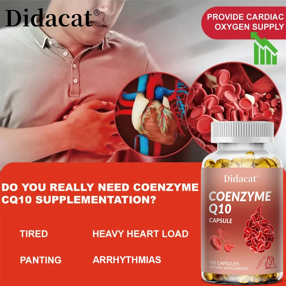 Highly Absorbable Coenzyme Q10 Capsules for Cardiovascular Health, Men and Women Supplement COQ10 Blood Sugar Health