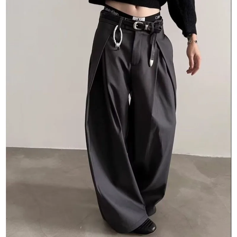 Korean 2026 Design Sense Deconstruction Three-dimensional Tailoring Trousers Baggy Men's Loose Lazy Style Wide Casual Trousers