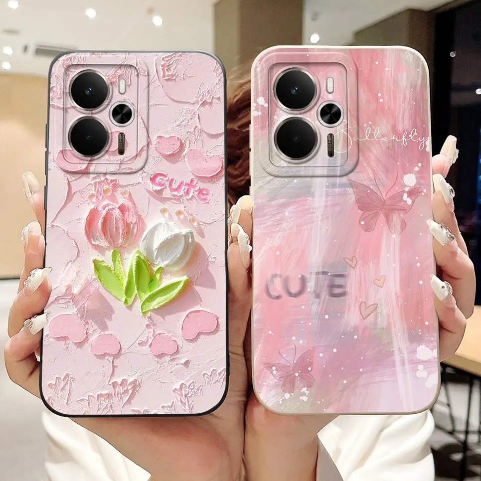 ل Realme 14 5G / Realme 14T غطاء عالمي كوكه فوندا زهرة جرلي أرنب المرأة موضة لينة جراب هاتف لينة السائل سيليكون