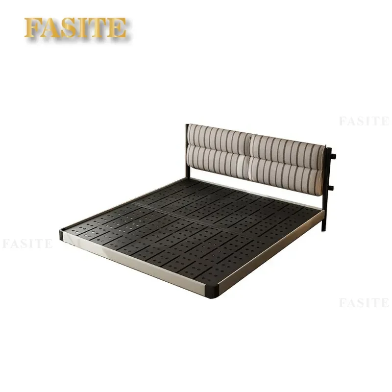 For 1.8m Double Bed Carbon Steel Suspension Frame Skin-friendly Cotton Linen Backrest Modern Simple Master Bedroom Small