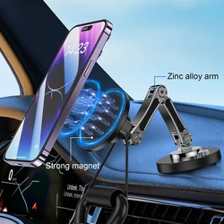 Magnetic Car Phone Holder Stand Dashborad Alloy Foldable Magnet Car Mount Smartphone Mobile Bracket For iPhone Samsung Xiaomi
