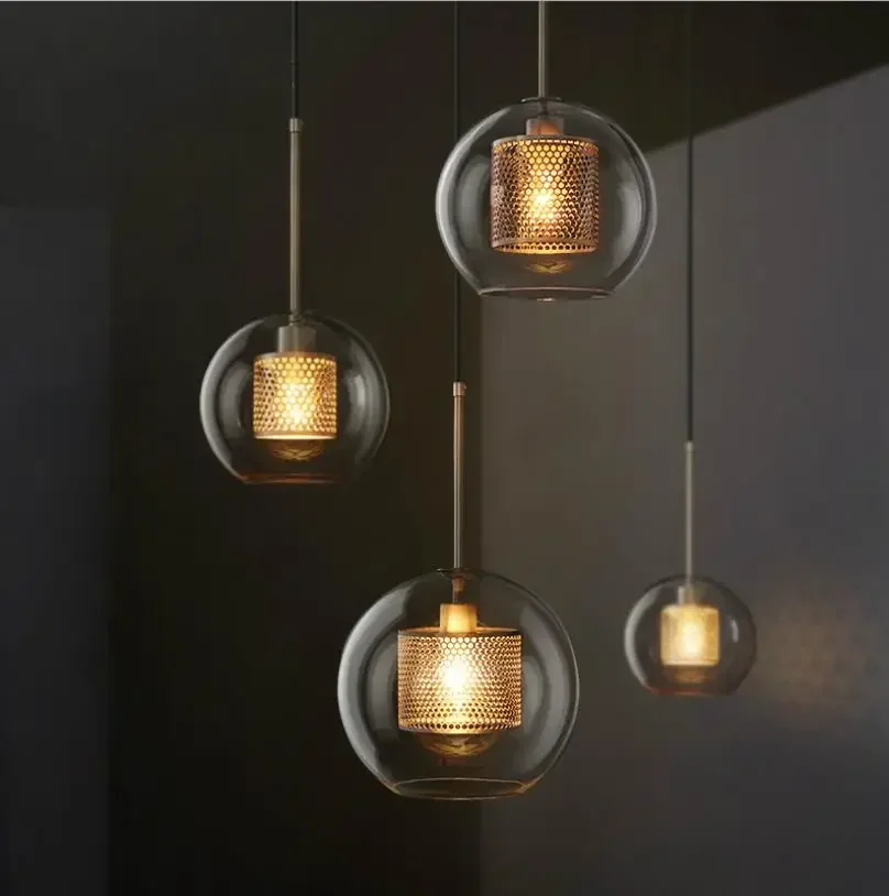 

Modern Loft Pendant Light Glass Ball Hanging Lamp Kitchen Light Fixture Dining Hanglamp Living Room Luminaire