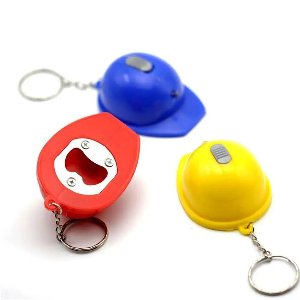 New Helmet Helmet Bottle Opener Beer Knock LED Illuminated Keychain Event Holiday Creative Practical Keychain Jewelry Gift