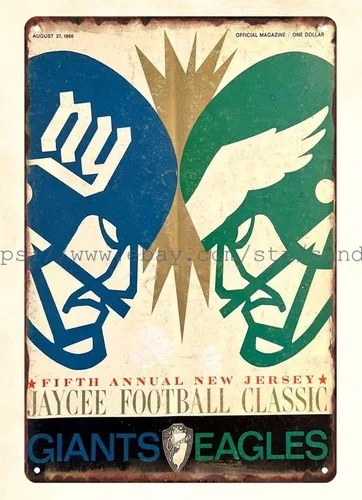 inexpensive wall art 1966 NY Philadelphia Football Program metal tin sign