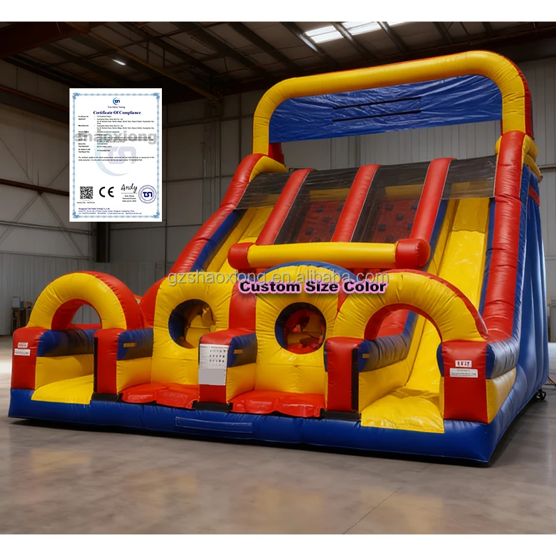 Inflatable Bouncy Castle Slide Commercial Outdoor Giant Dry Slide for Kids Adults Inflatable Double Slides Obstacle Combo