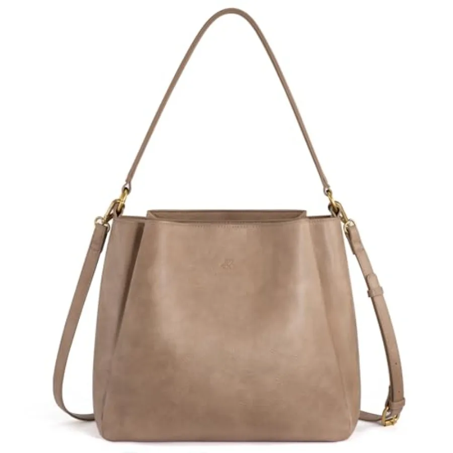 LOVEVOOK Hobo Bag for Women with Three Compartments Waterproof Shoulder Handbags Purse for Work Shopping Travel