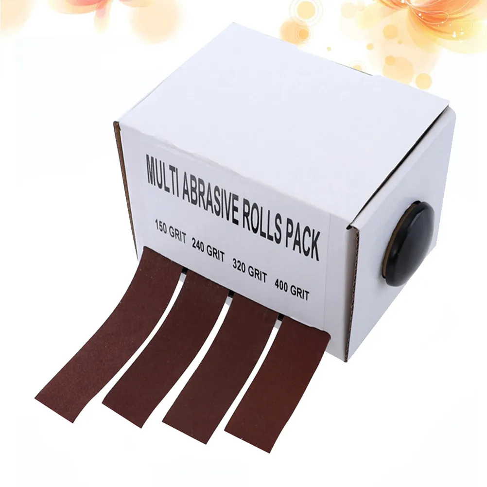 1 unidad de cinta de lija en caja, rollo de papel abrasivo marrón para metal, madera, plástico, manicura de mascotas, pulido de alta velocidad, duradero.