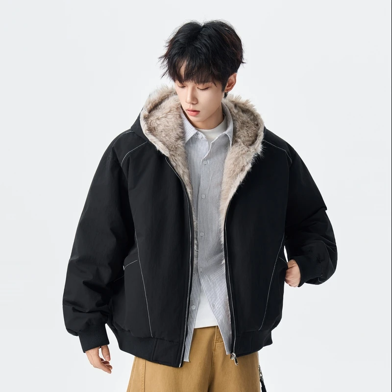 

Американская стеганая пуховая парка-куртка с капюшоном, теплая повседневная уличная куртка для отдыха, молодежная модная одежда для пар