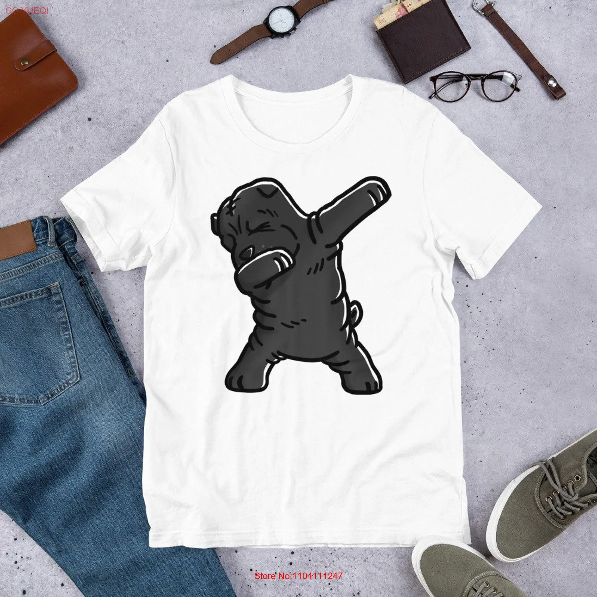 Dabbing Black Shar Pei T Shirt Funny  Dog s long or short sleeves