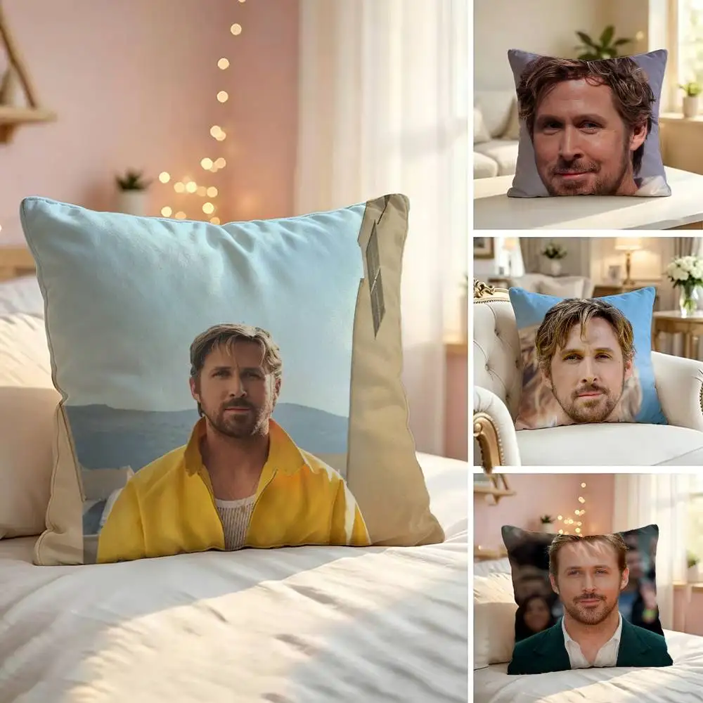 Actor Ryan G-Gosling Pillow Case Sofa Living Room for Bedroom Headboard Backrest Cushion Square Nap Time
