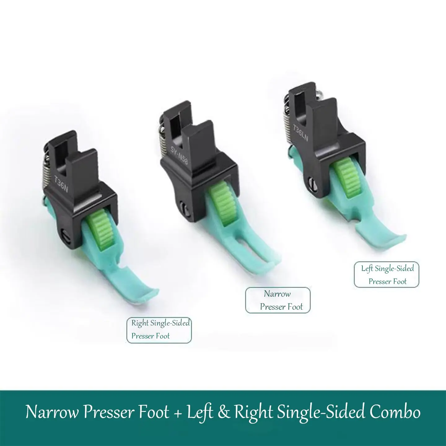 3Pcs Roller Zipper Presser Foot Set (SY-N58/T36N/T36LN) for Industrial Flatbed Sewing  Machines, Anti-Jamming  Machines, Anti-Ja
