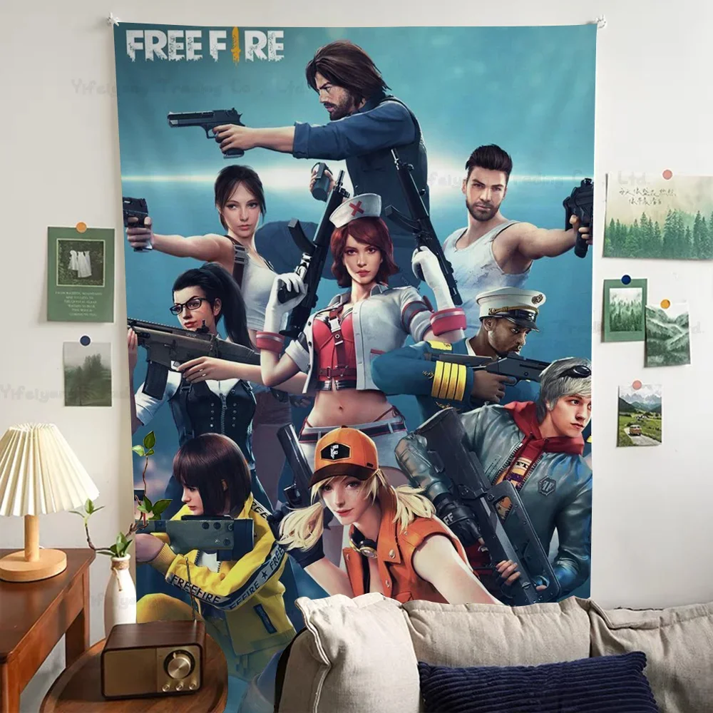 Garena Free Fire Game الرسم البياني نسيج الفن الخيال العلمي غرفة ديكور المنزل رخيصة الهبي الجدار الشنق #3
