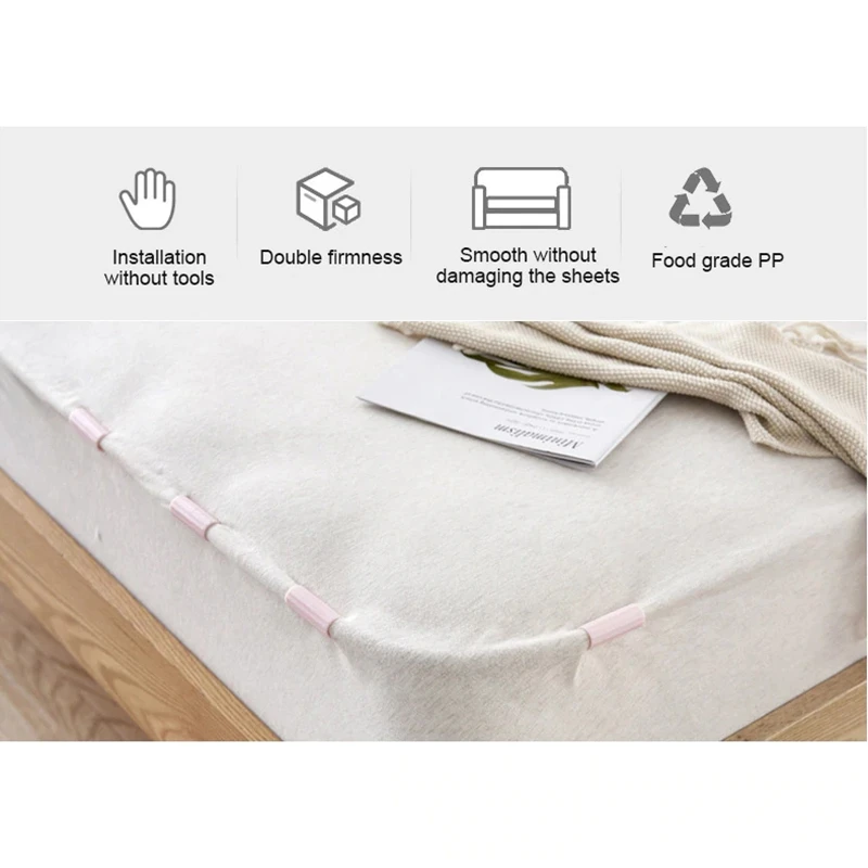 Support de drap de lit antidérapant, pince à drap invisible domestique, sans mèche, 6 pièces