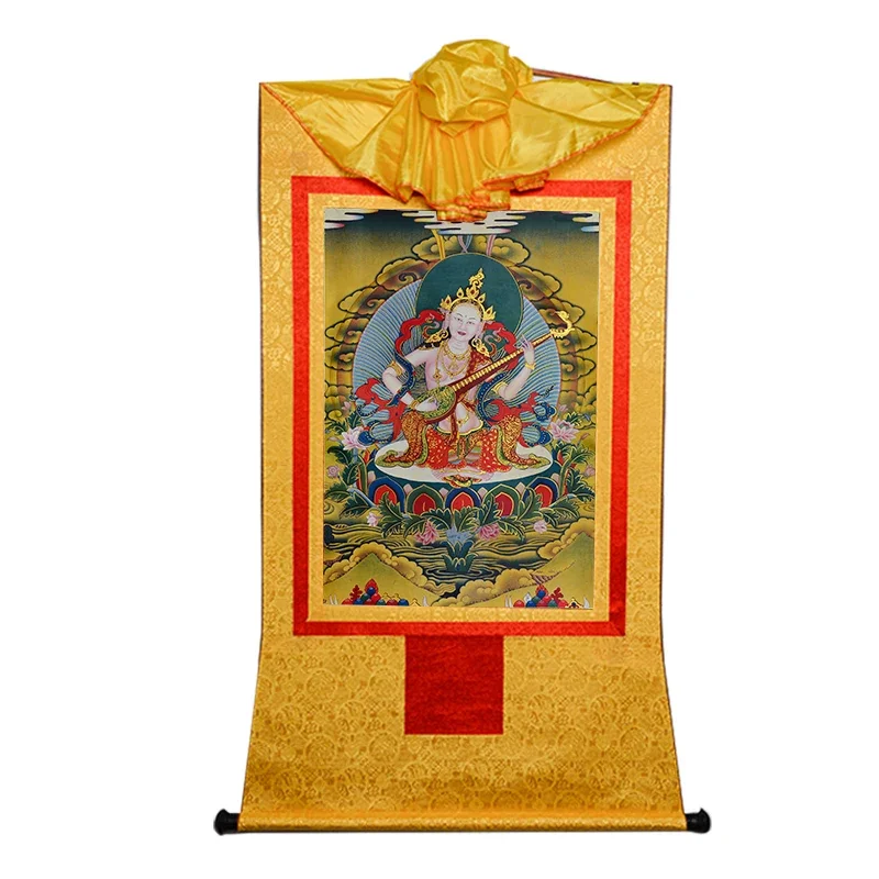 35cm Tibetan Buddhism Sarasvati Buddha Statue Thangka Print Scroll