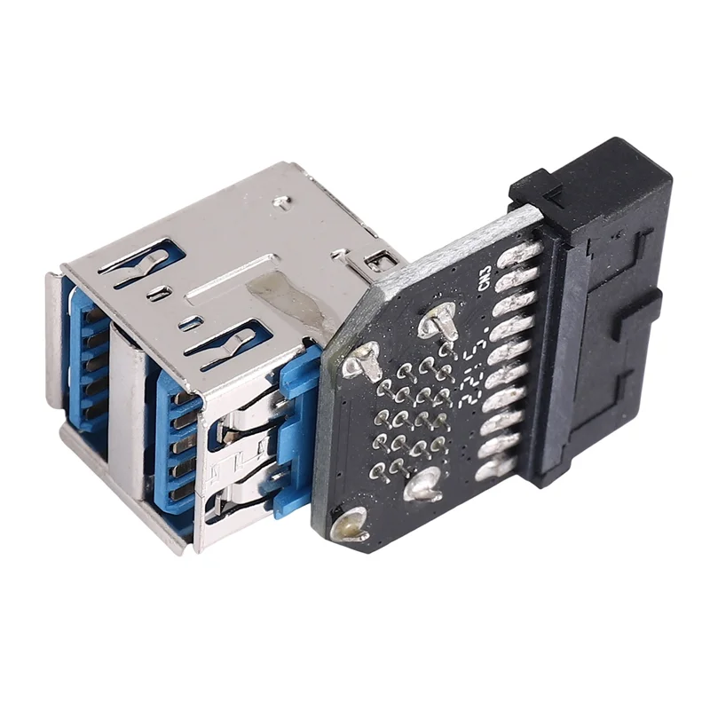 อะแดปเตอร์แปลง HJ-20X 20 พิน เป็น USB3.0 คู่ สำหรับเมนบอร์ดเดสก์ท็อป หัวต่อ 19 พิน/20 พิน เป็นพอร์ต USB A ตัวเมีย 2 พอร์ต, PH21