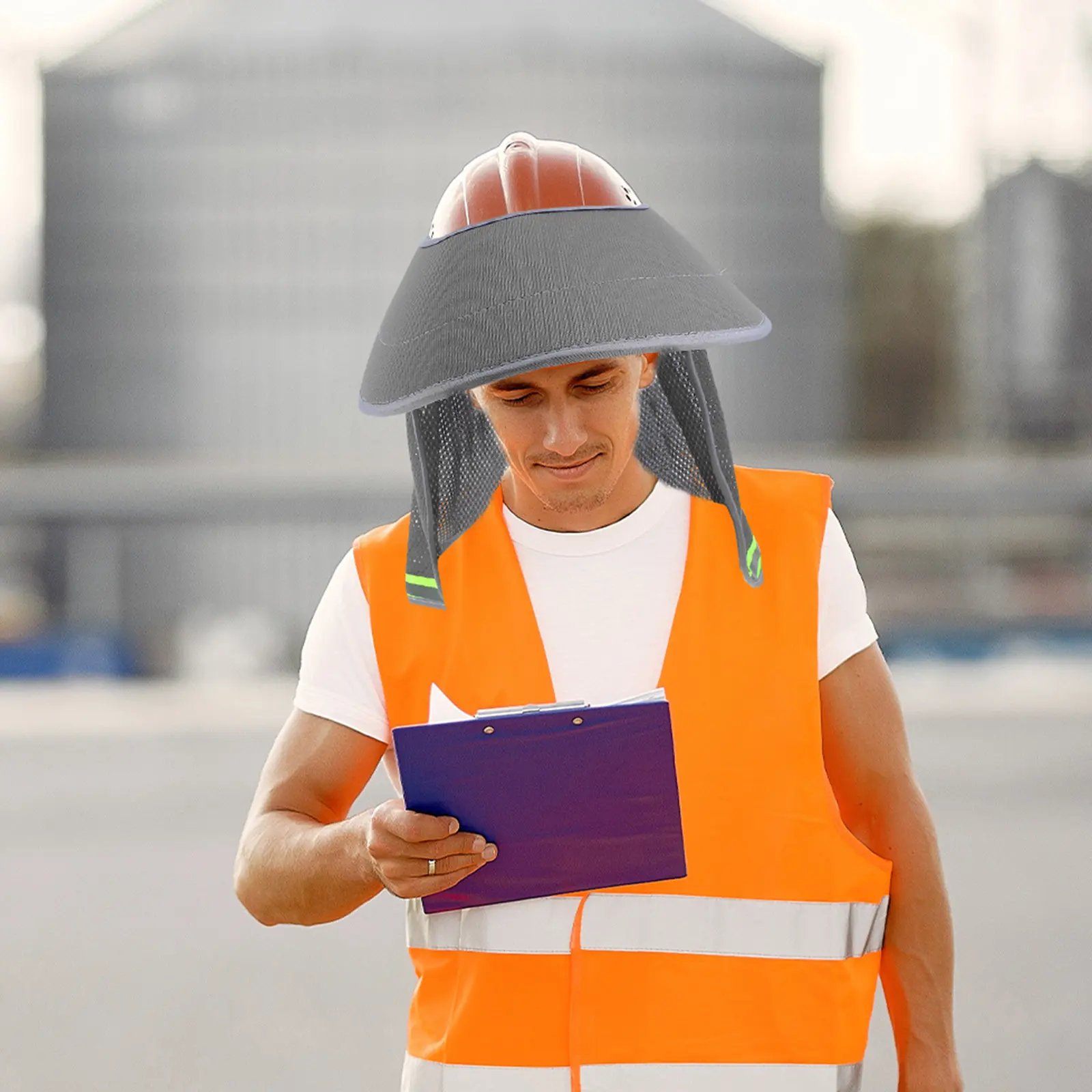 

Hard Hat Sun Shade Reflective Strip Wide Brim Visor Neck Shade Uv Protection Construction Accessories Outdoor Work