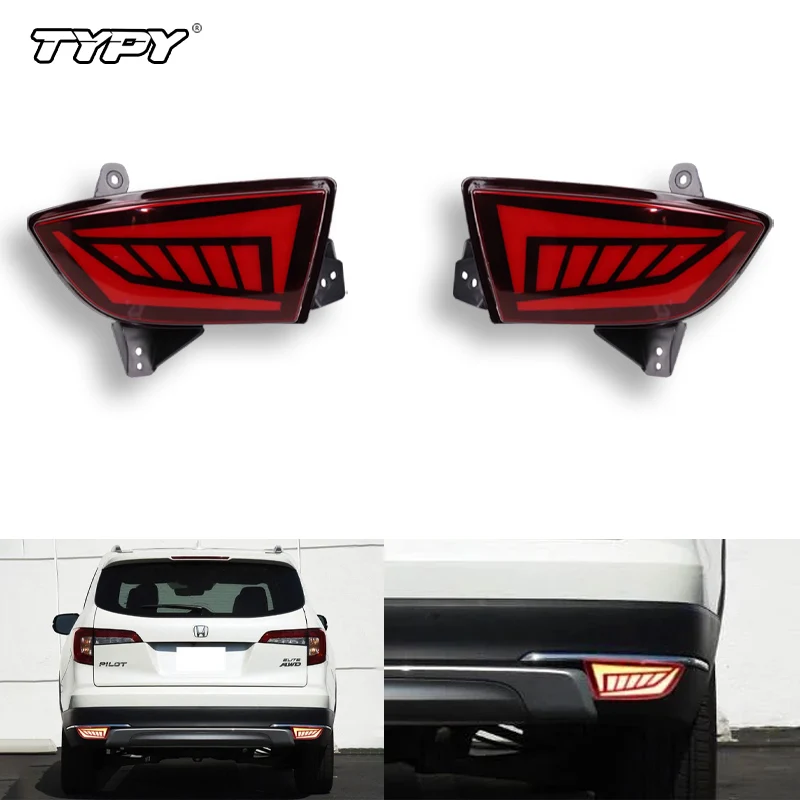 

TYPY 2PCS Auto LED Rear Bumper Reflector Light turn signal For Honda Pilot 2019 2020 2021 Brake Lights rear lamp